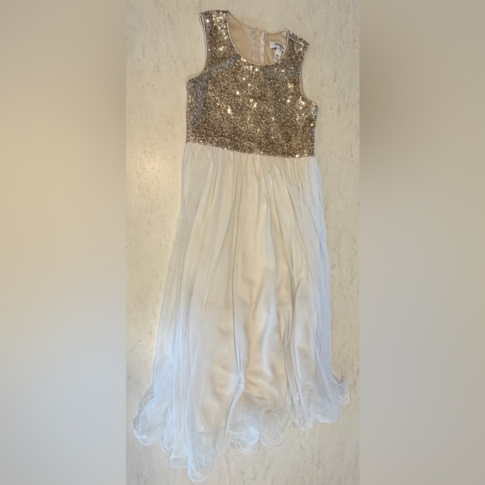 Speechless Sleeveless White and Gold Tie-back Dress